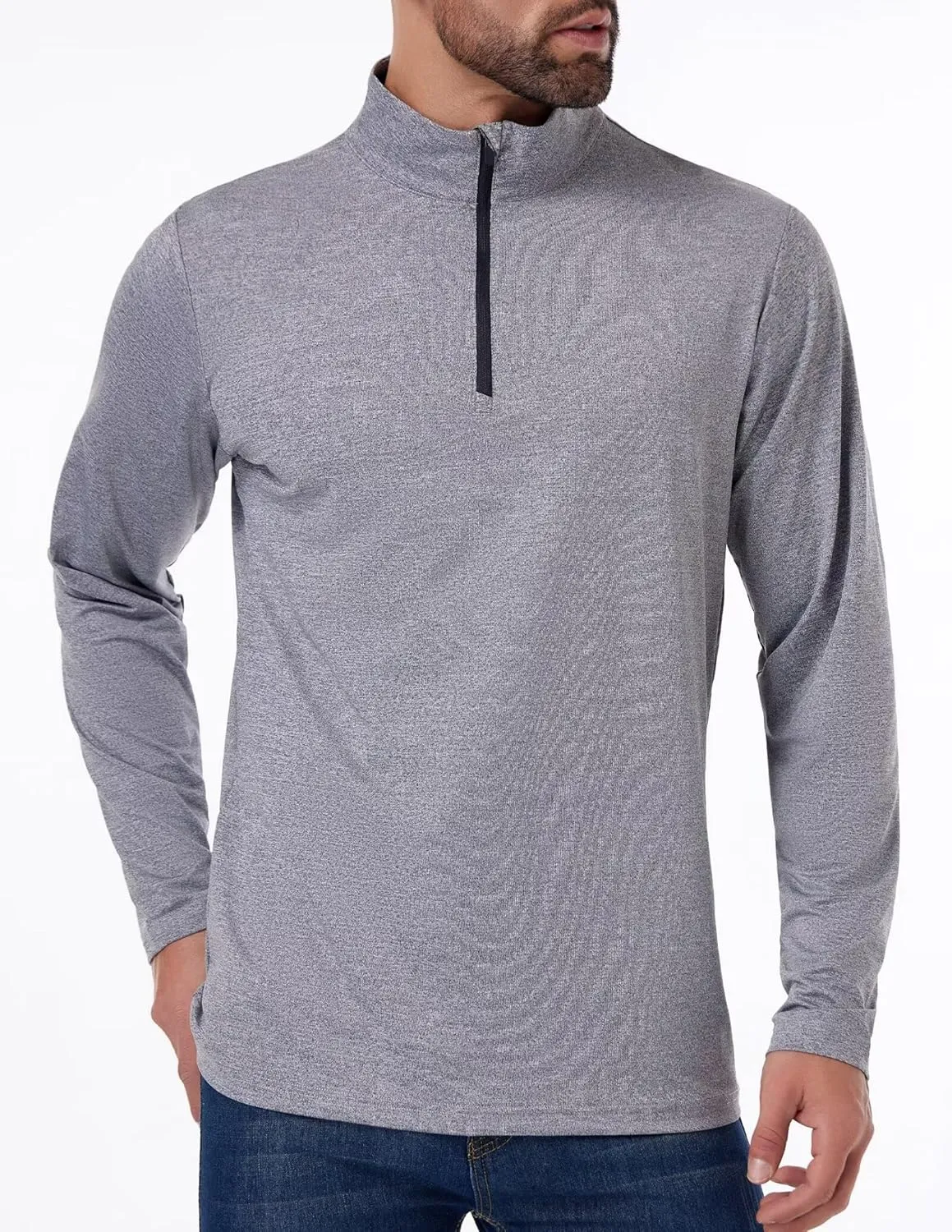 4 Pack Mens Sun Shirts UPF 50  Rash Guard Quarter Zip Pullover Quick Dry Long Sleeve for Outdoor Workout