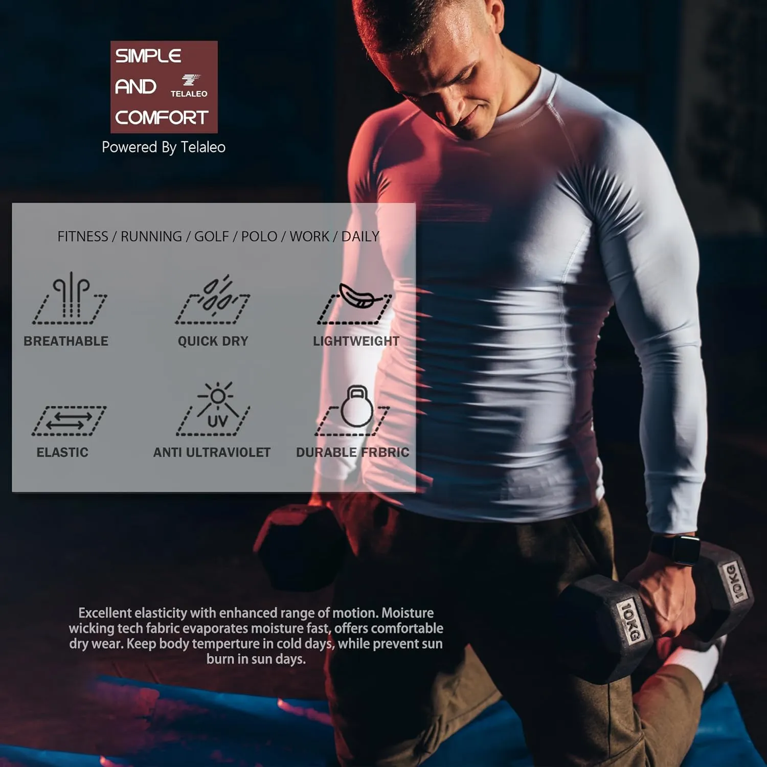 5 or 4 Pack Men's Compression Shirts Long Sleeve UPF SPF Rash Guard Workout Base Layer Undershirt Gear