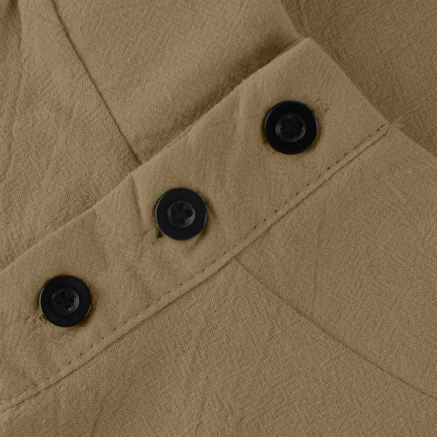 Akivide Womens Cotton Linen Half Sleeve Midi Dress with Pockets 2025 Loose Stand Collar Button Knee Length Linen Shift Dress