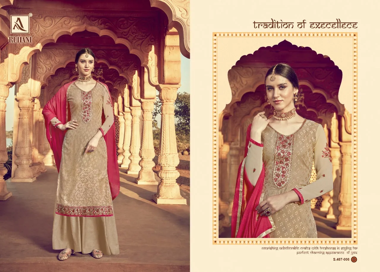 ALOK SUITS RUHANI VISCOSE BRASSO EMBROIDERED FESTIVE WEAR SUITS