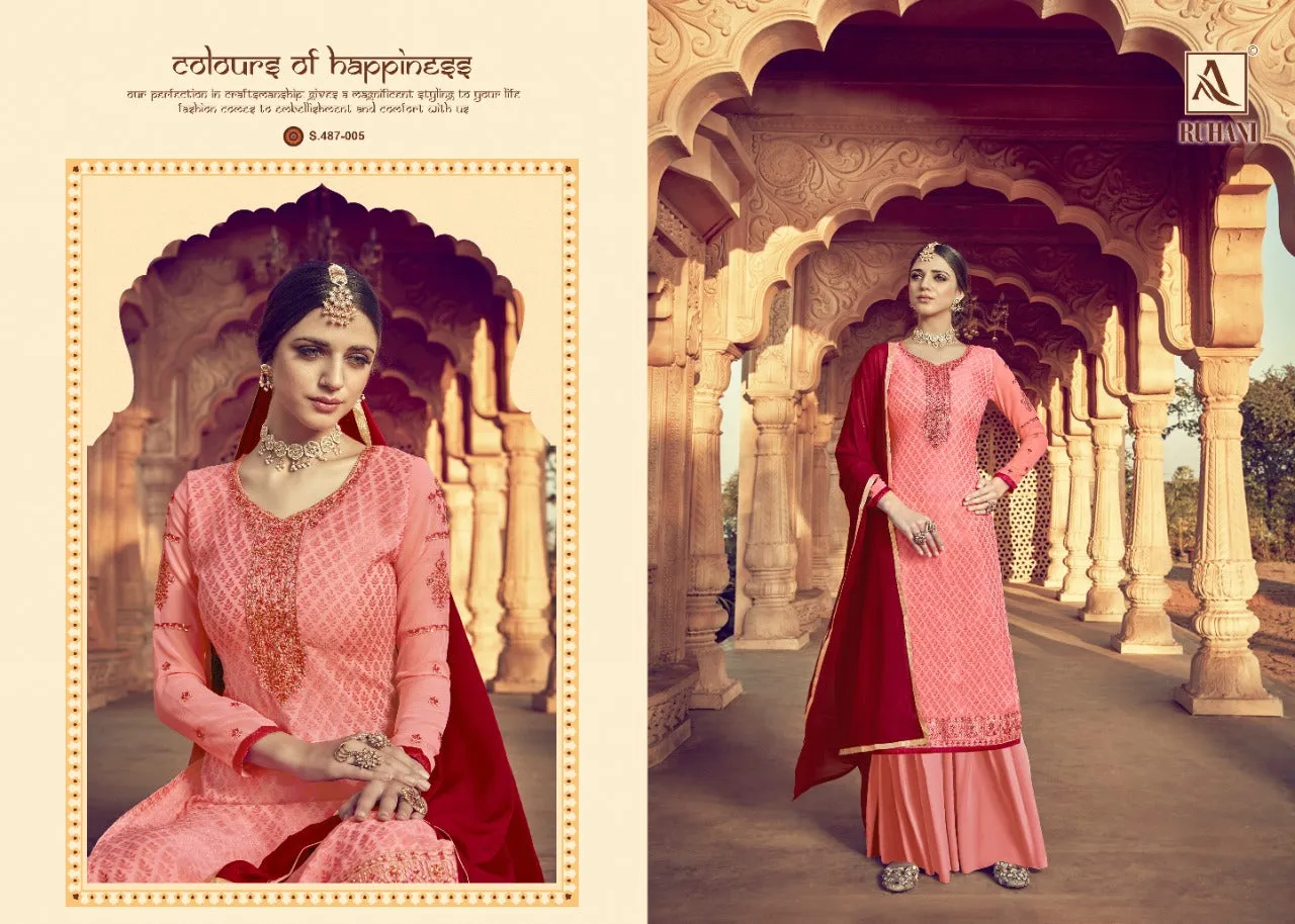 ALOK SUITS RUHANI VISCOSE BRASSO EMBROIDERED FESTIVE WEAR SUITS
