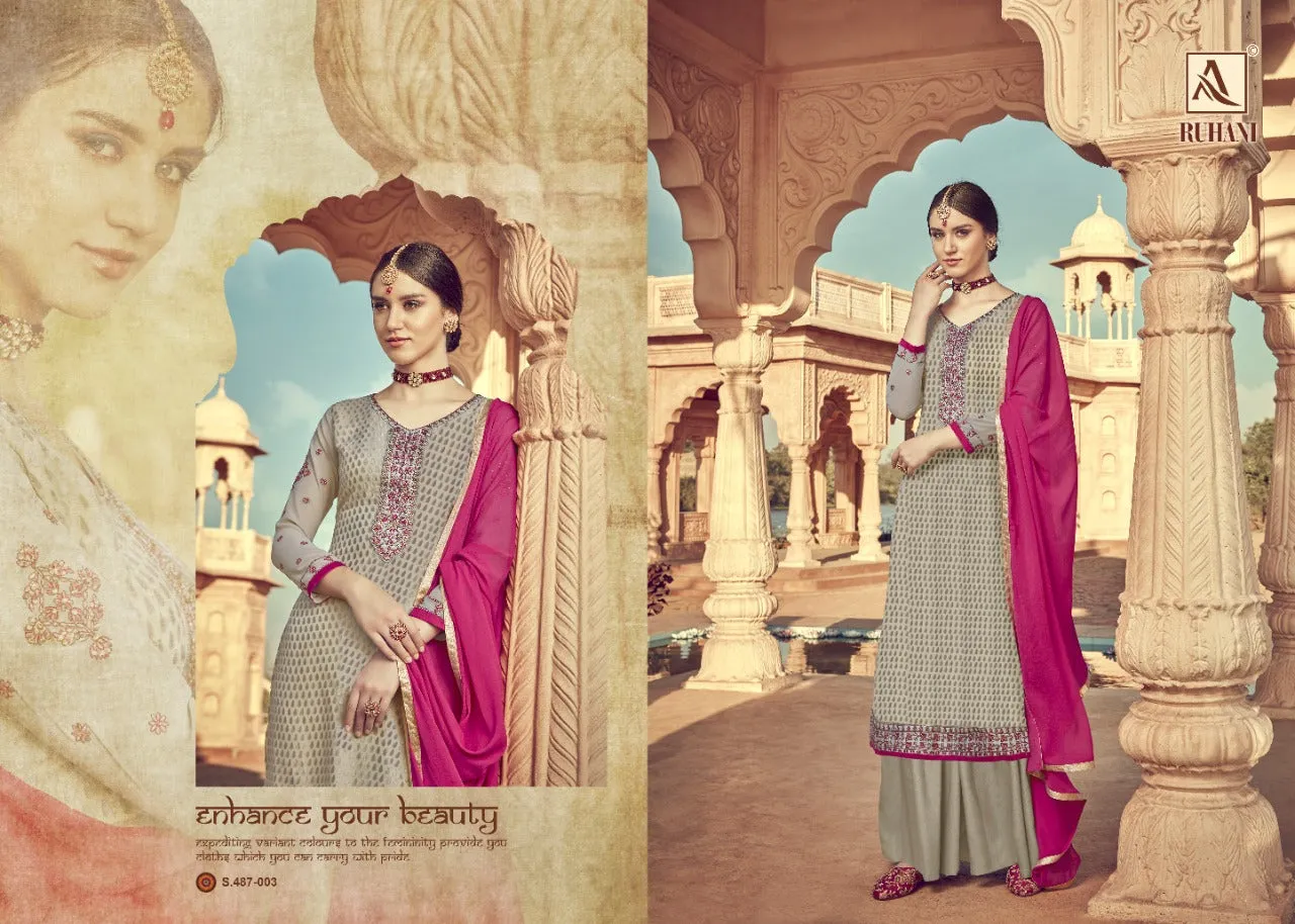 ALOK SUITS RUHANI VISCOSE BRASSO EMBROIDERED FESTIVE WEAR SUITS