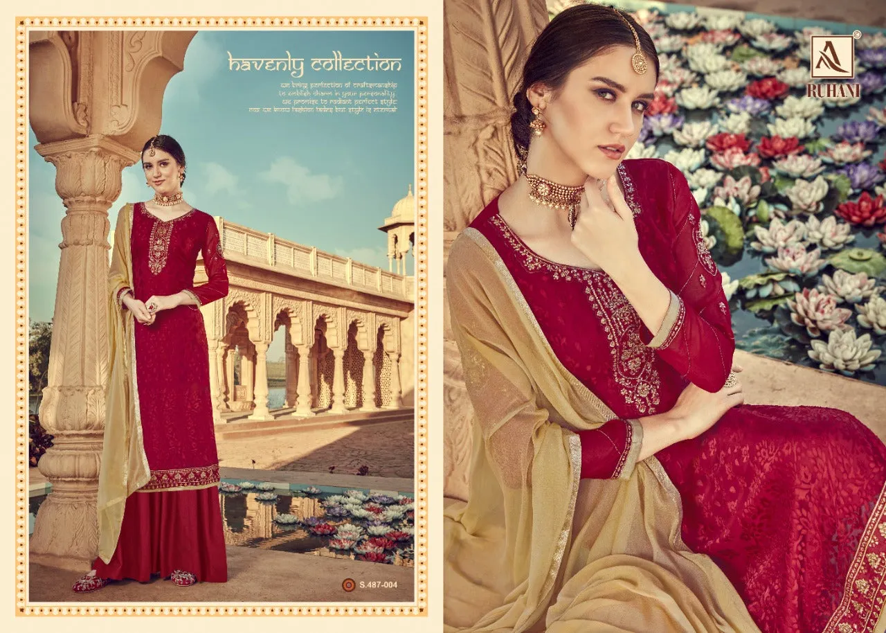 ALOK SUITS RUHANI VISCOSE BRASSO EMBROIDERED FESTIVE WEAR SUITS