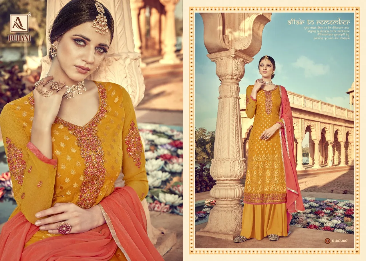 ALOK SUITS RUHANI VISCOSE BRASSO EMBROIDERED FESTIVE WEAR SUITS