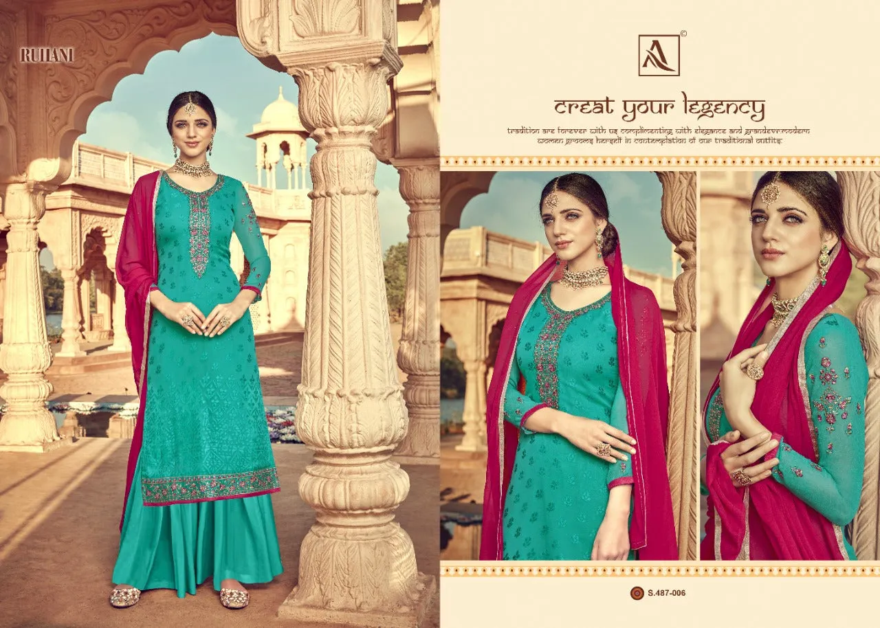ALOK SUITS RUHANI VISCOSE BRASSO EMBROIDERED FESTIVE WEAR SUITS
