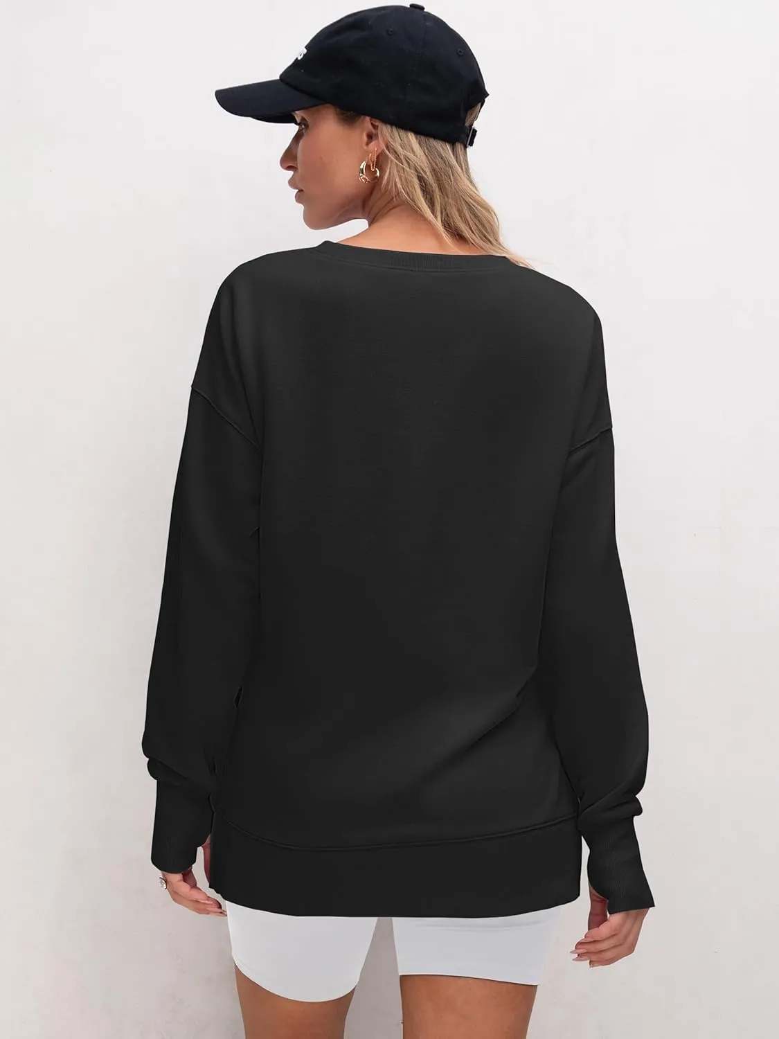 ANRABESS Sweatshirts for women 2025 Fall Fashion Long Sleeve Shirts Crewneck Lightweight Side Split Casual Pullover Top