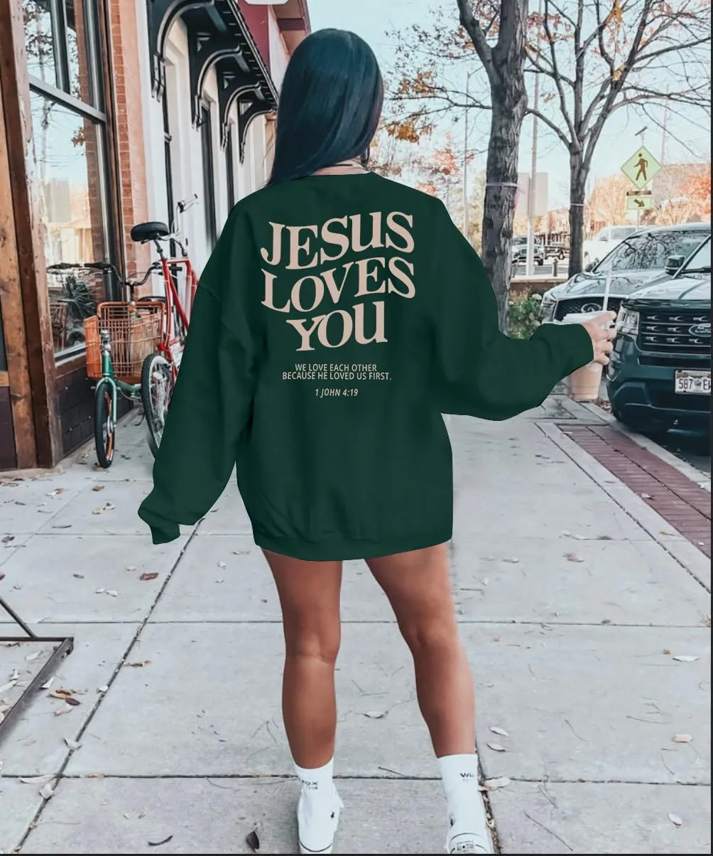 ASTANFY Christian Sweatshirt Women Jesus Loves You Sweatshirts Jesus Is King Hoodie Jesus Faith Shirts Religious God Hoodies