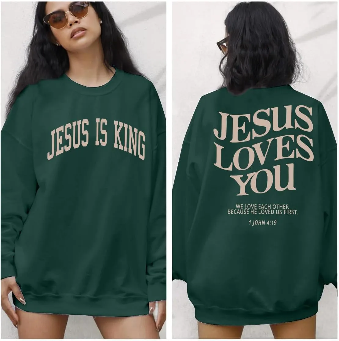 ASTANFY Christian Sweatshirt Women Jesus Loves You Sweatshirts Jesus Is King Hoodie Jesus Faith Shirts Religious God Hoodies