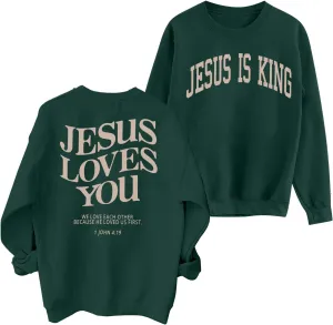 ASTANFY Christian Sweatshirt Women Jesus Loves You Sweatshirts Jesus Is King Hoodie Jesus Faith Shirts Religious God Hoodies