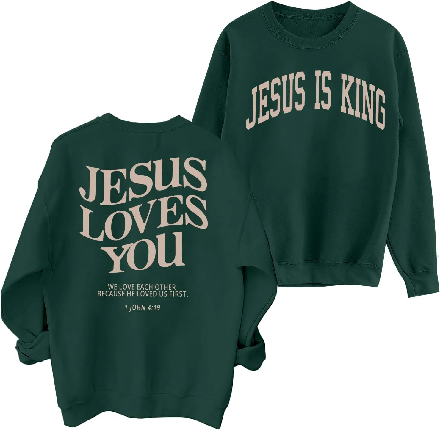 ASTANFY Christian Sweatshirt Women Jesus Loves You Sweatshirts Jesus Is King Hoodie Jesus Faith Shirts Religious God Hoodies