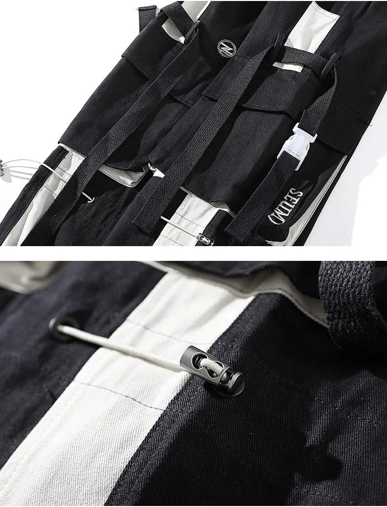 Astellarie Mens Punk Cargo Pants Hip-hop Jogger Patchwork Popular Baggy Teachwear Pants