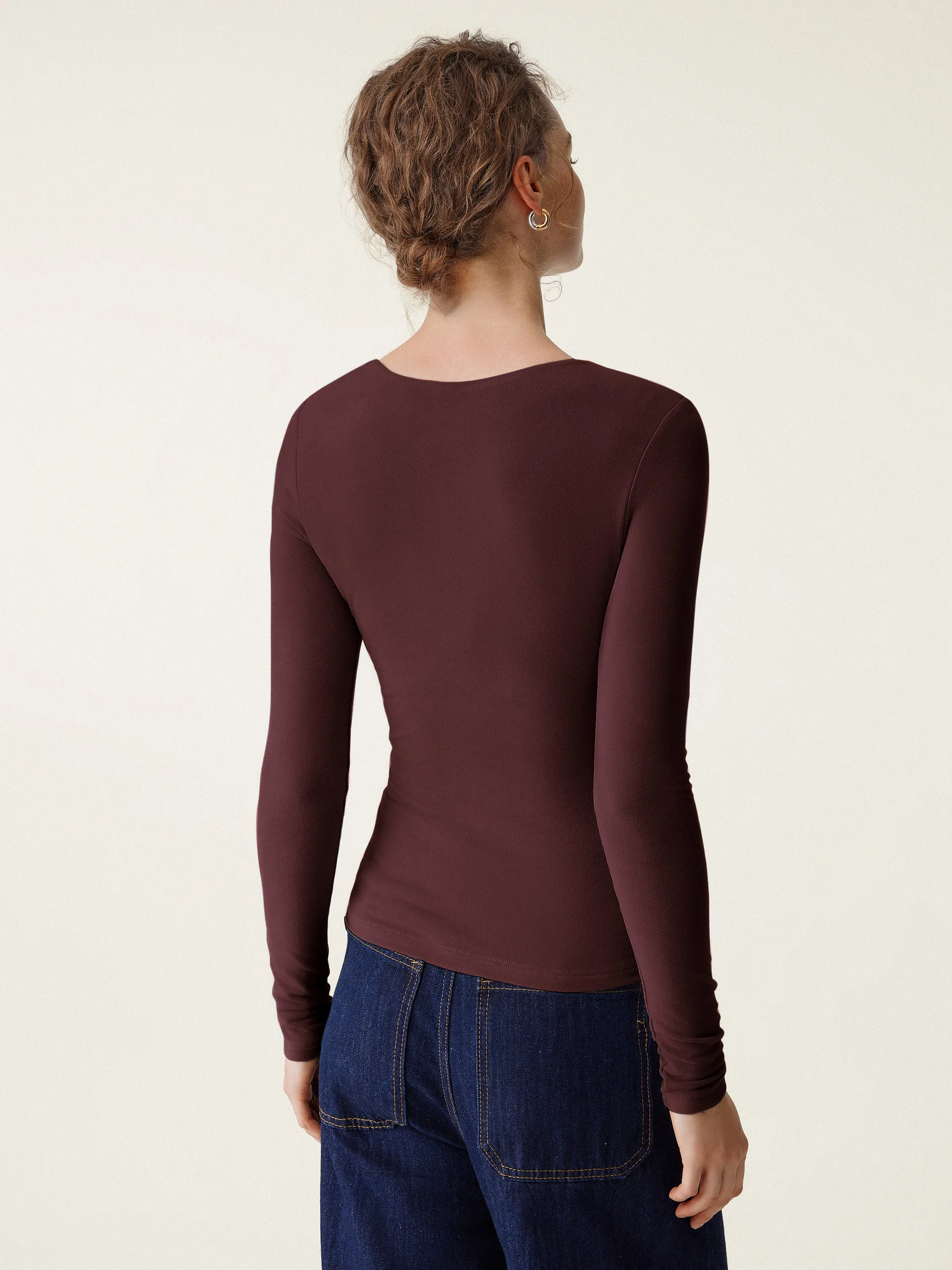 Asymmetry Neck Long Sleeve Brami Top