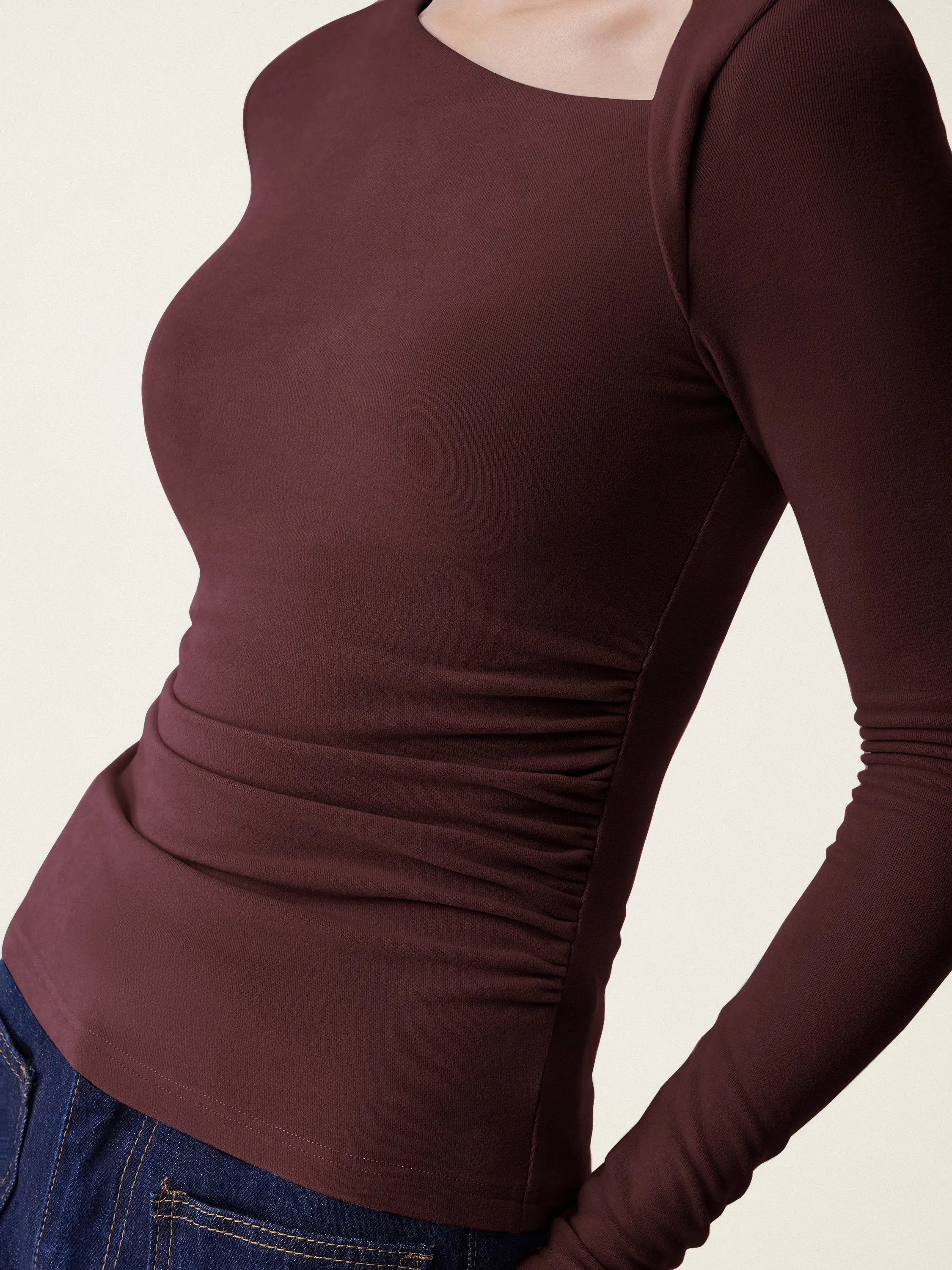 Asymmetry Neck Long Sleeve Brami Top