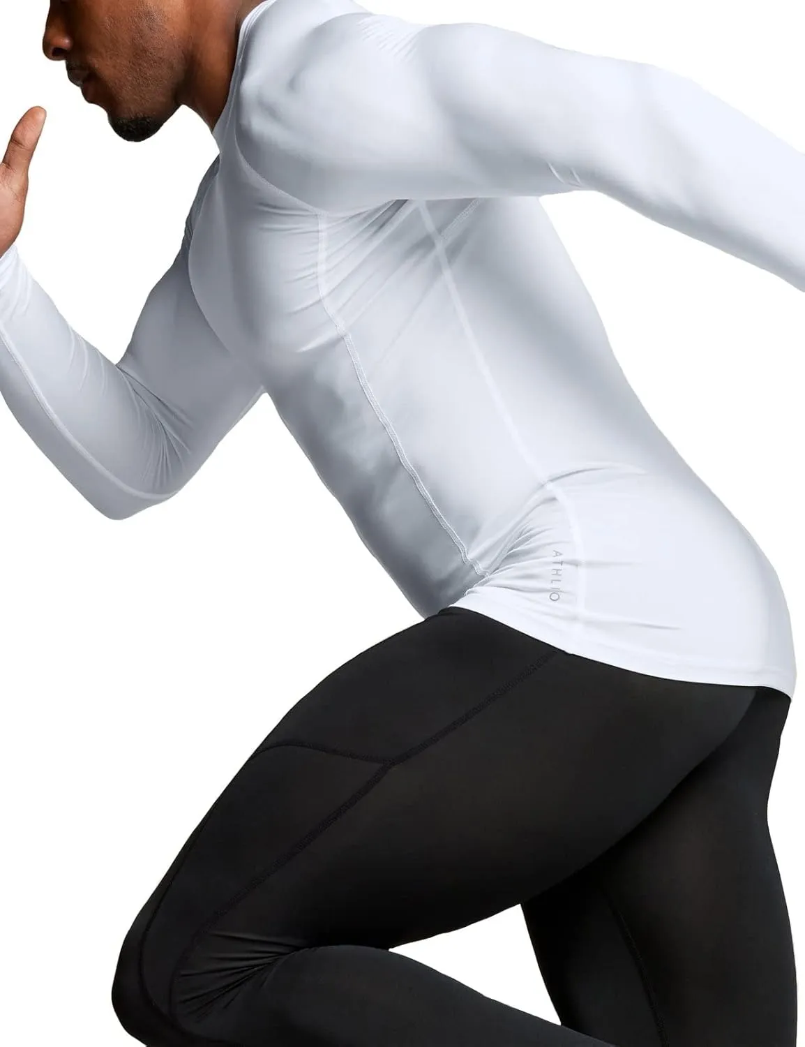 ATHLIO Men's UPF 50  Long Sleeve Compression Shirts, Water Sports Rash Guard Base Layer, Athletic Workout Shirt