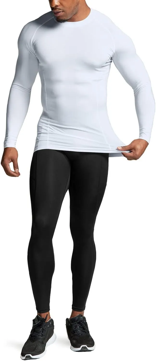 ATHLIO Men's UPF 50  Long Sleeve Compression Shirts, Water Sports Rash Guard Base Layer, Athletic Workout Shirt