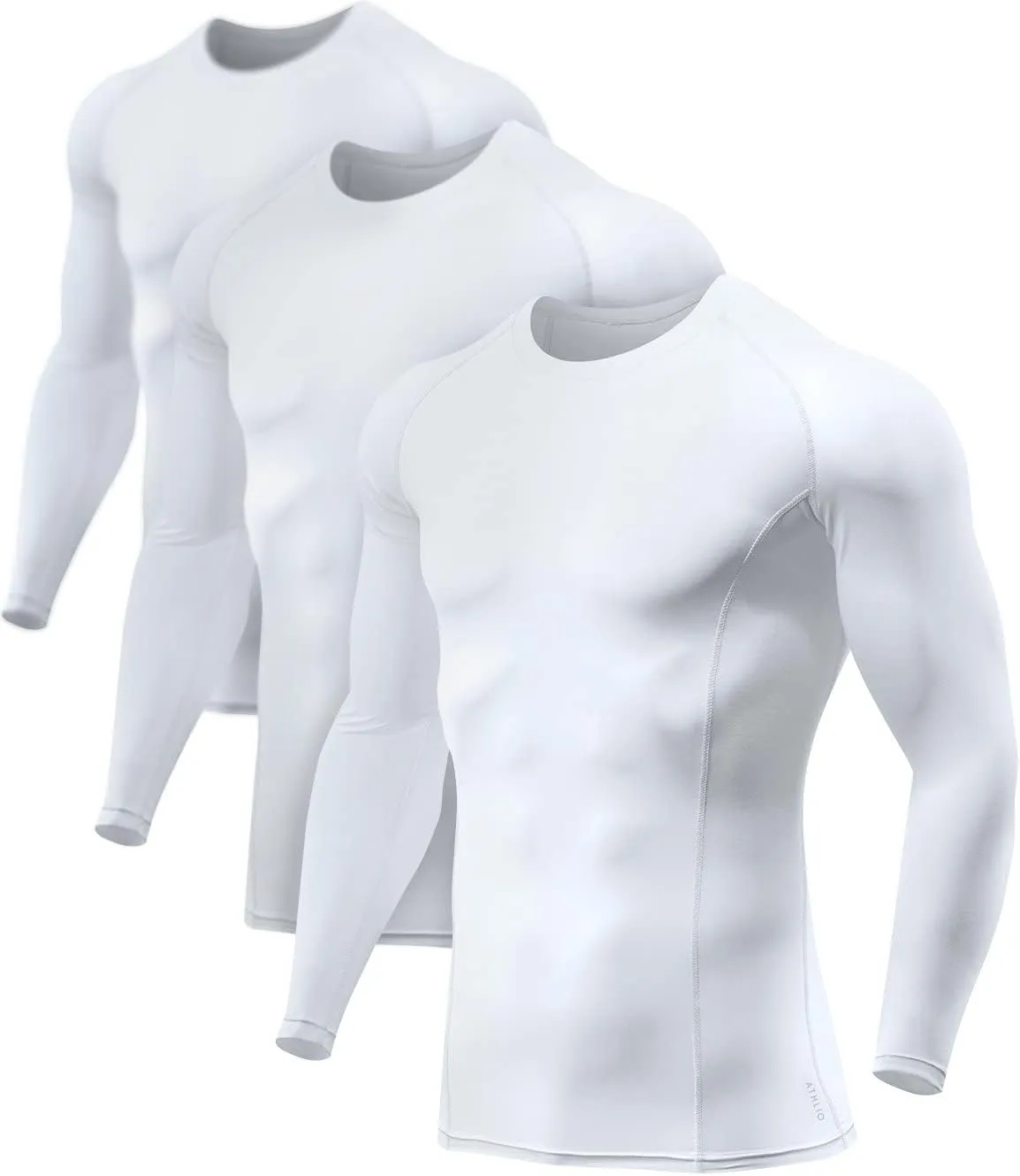 ATHLIO Men's UPF 50  Long Sleeve Compression Shirts, Water Sports Rash Guard Base Layer, Athletic Workout Shirt