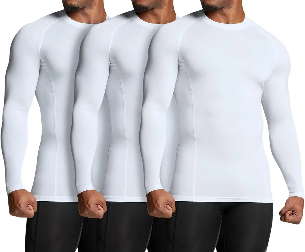 ATHLIO Men's UPF 50  Long Sleeve Compression Shirts, Water Sports Rash Guard Base Layer, Athletic Workout Shirt