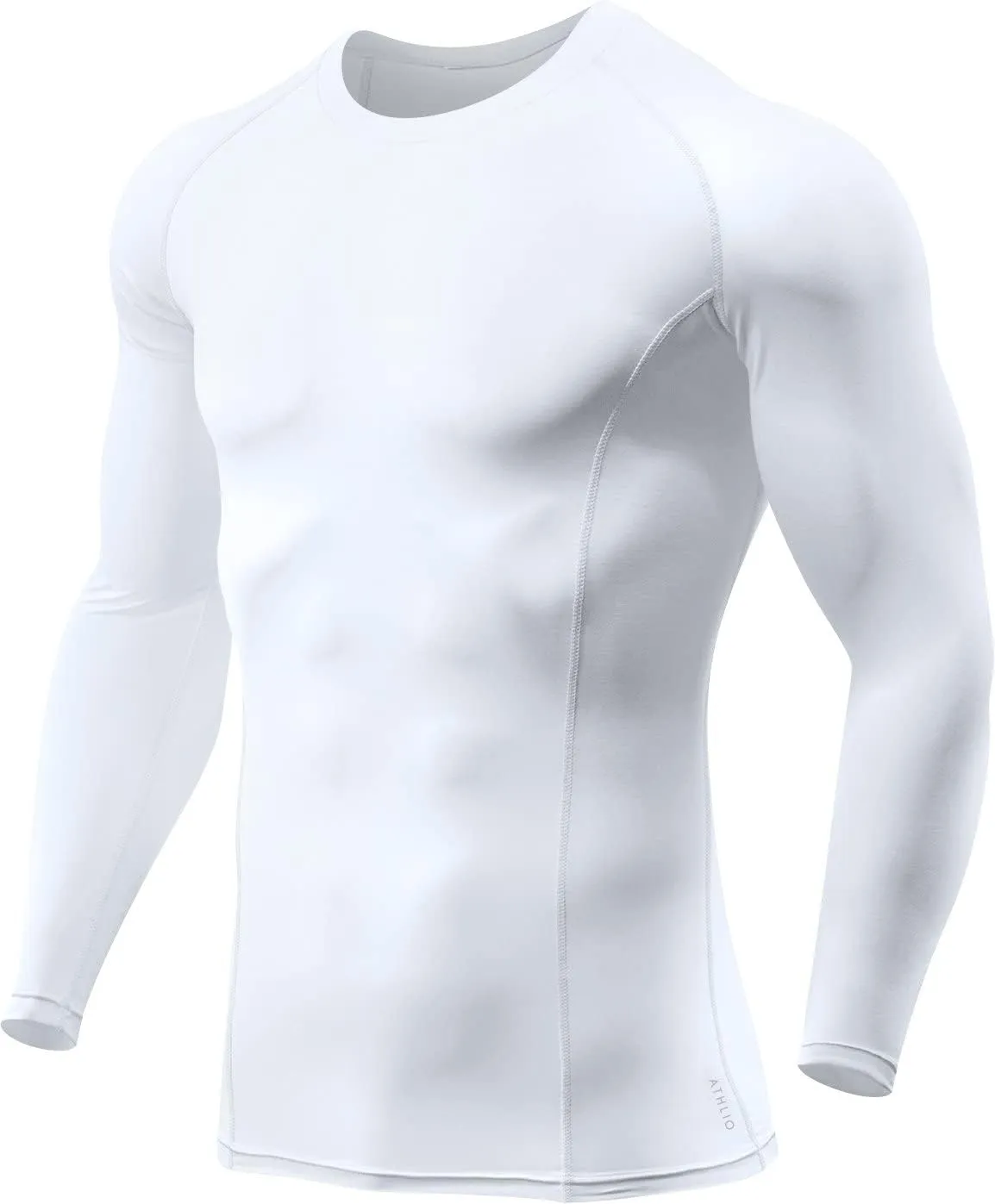 ATHLIO Men's UPF 50  Long Sleeve Compression Shirts, Water Sports Rash Guard Base Layer, Athletic Workout Shirt