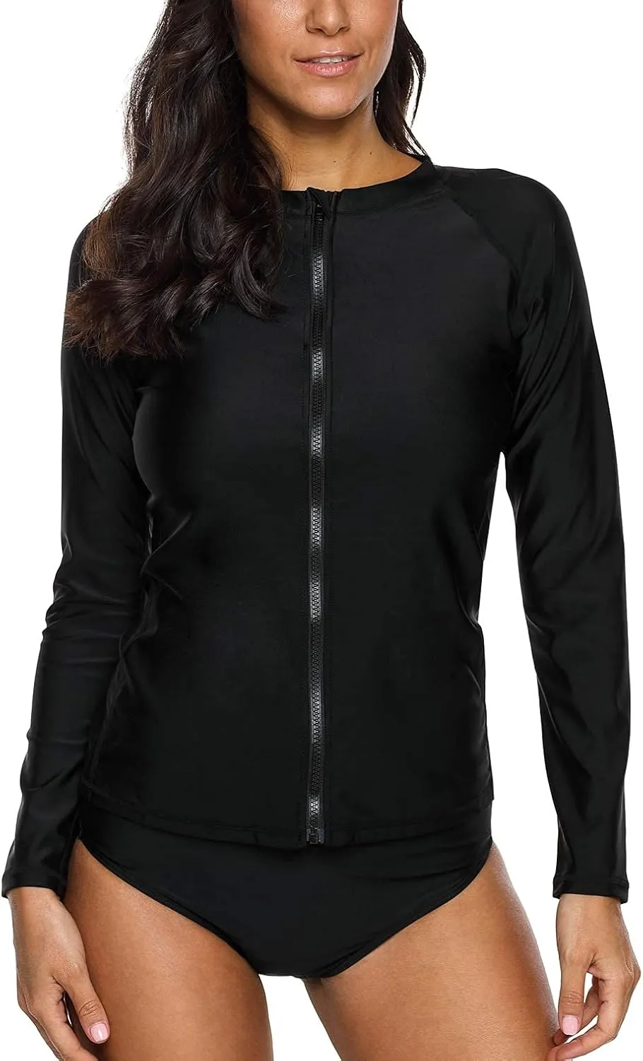 ATTRACO Women's Rashguard Swimsuit Zip Front Sun Protection Swim Shirt UPF 50 