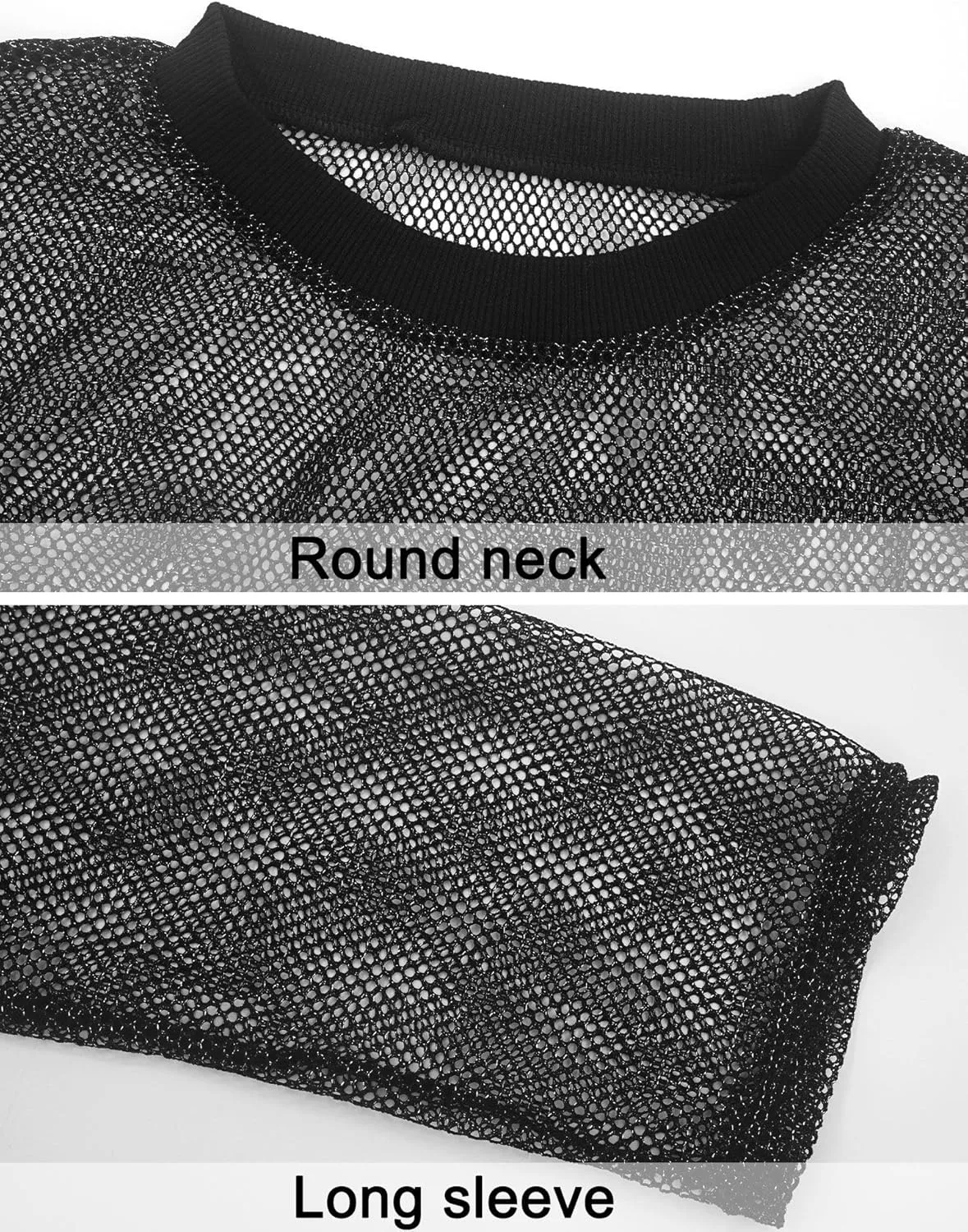 AUBIG Men's See Through Lace Sexy Party Club Shirt Top Hollow Out Fishnet Shirts Muscle Blouse Clubwear