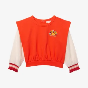 Baby Girl orange dual fabric top