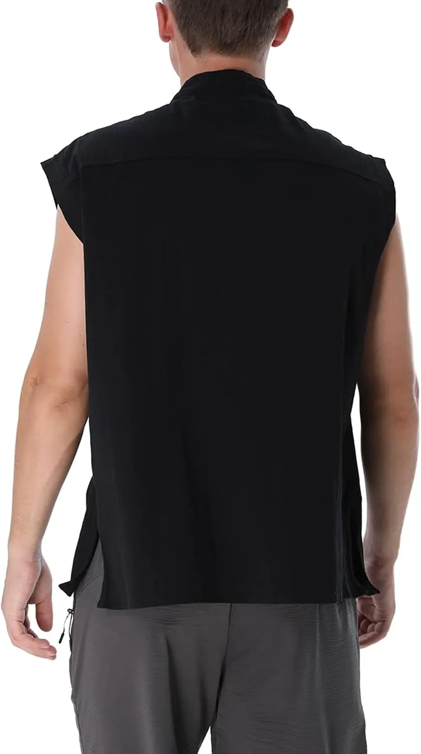 BAKUGOU Mens Medieval Lace Up Sleeveless Shirt Viking Renaissance Pirate Tunic Top Warrior Costume Vest for Men
