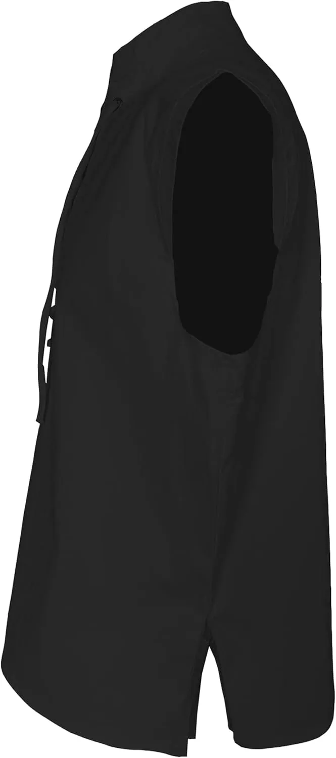 BAKUGOU Mens Medieval Lace Up Sleeveless Shirt Viking Renaissance Pirate Tunic Top Warrior Costume Vest for Men
