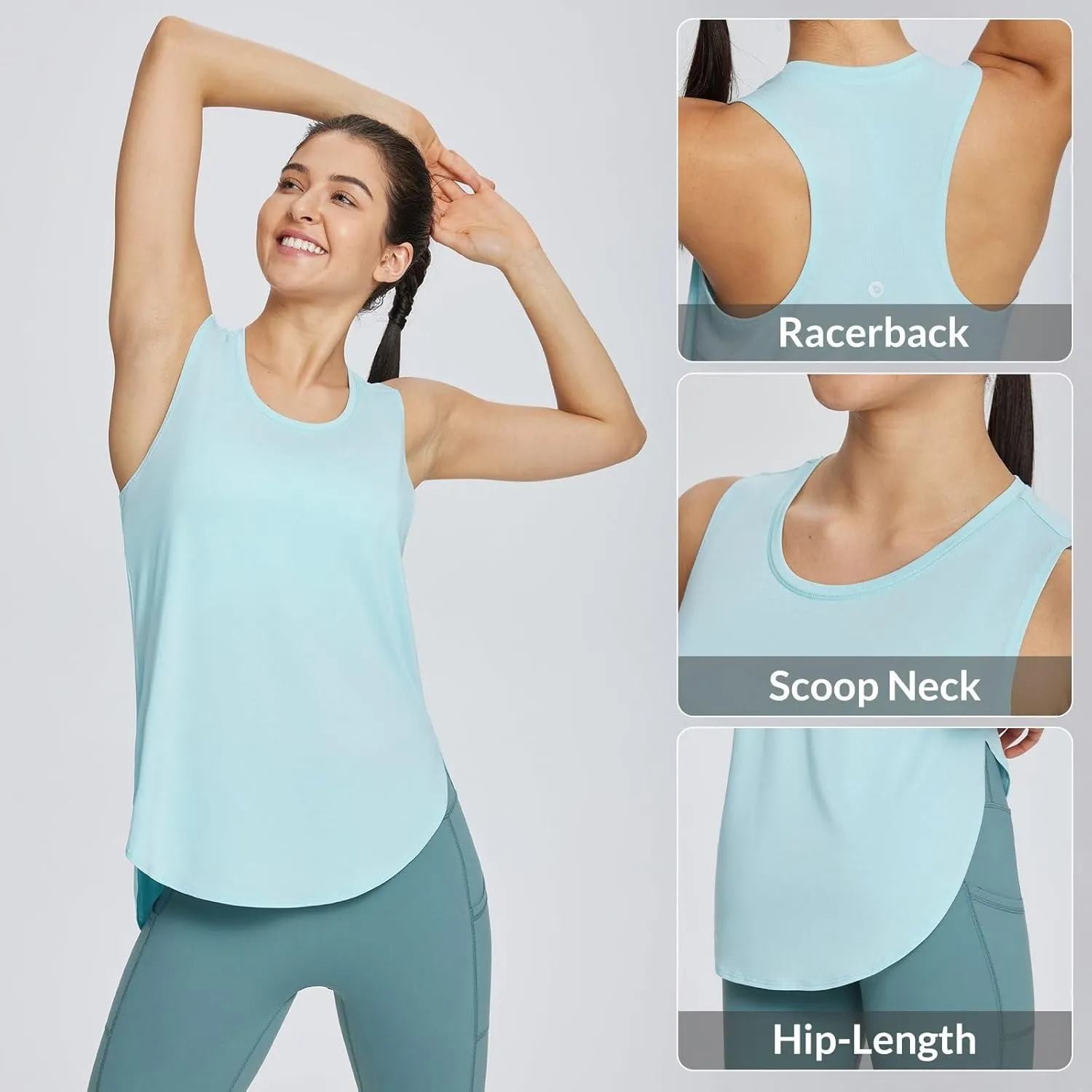baleaf Women's Workout Tank Tops Loose Fit Racerback Top Sleeveless Shirts Lightweight Yoga Athletic Gym Running