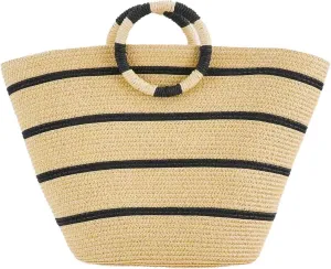 Beach Bag for Women Straw Tote Bags Large Capacity Handbag Rattan Clutch Hobo Purse with Round Top Handle for Summer Beach Vacation Holiday Travel