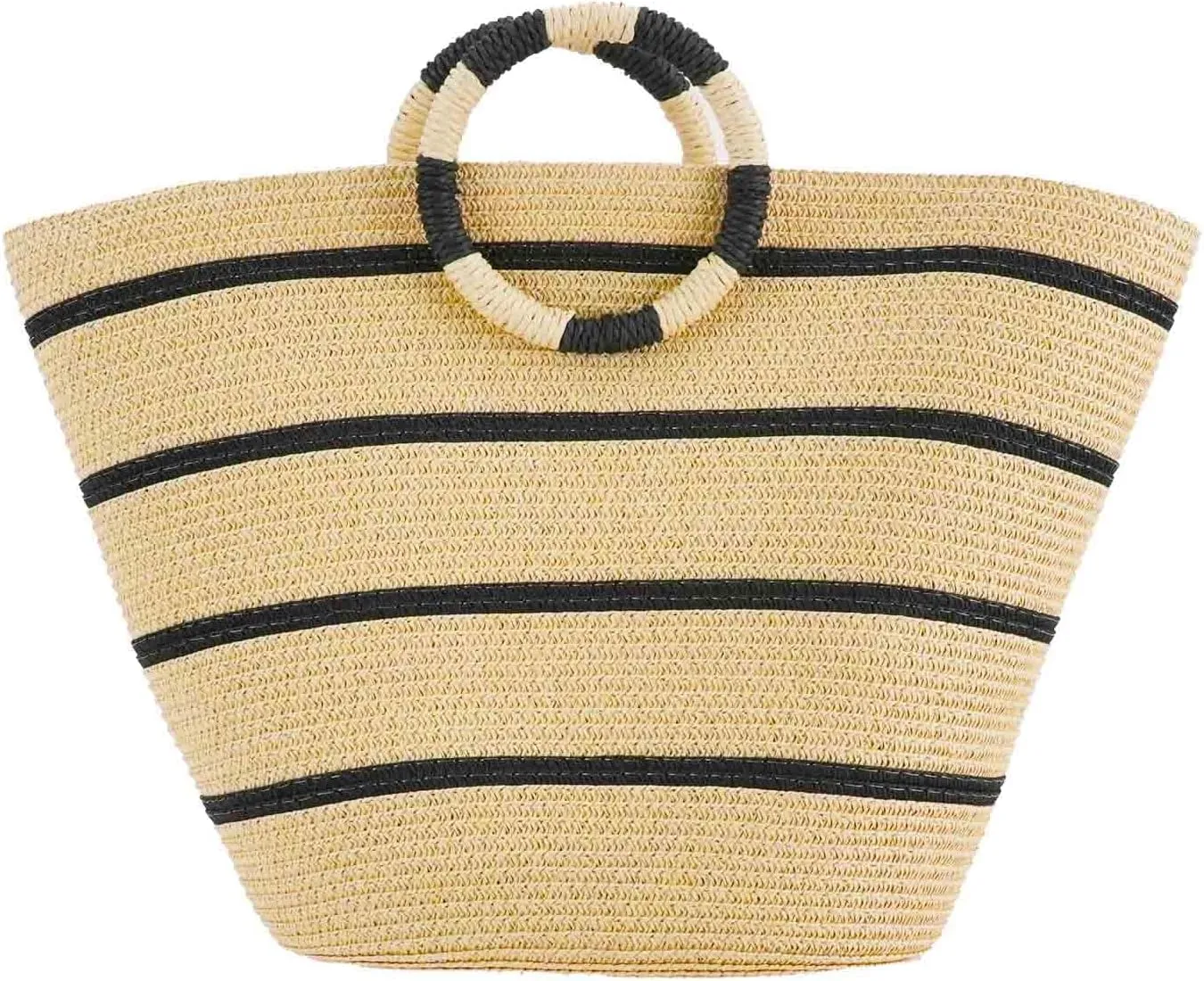 Beach Bag for Women Straw Tote Bags Large Capacity Handbag Rattan Clutch Hobo Purse with Round Top Handle for Summer Beach Vacation Holiday Travel