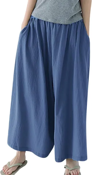 Beach Pants for Women Wide Leg Wide Leg Long Pant Trousers with Pocket Linen Blend
