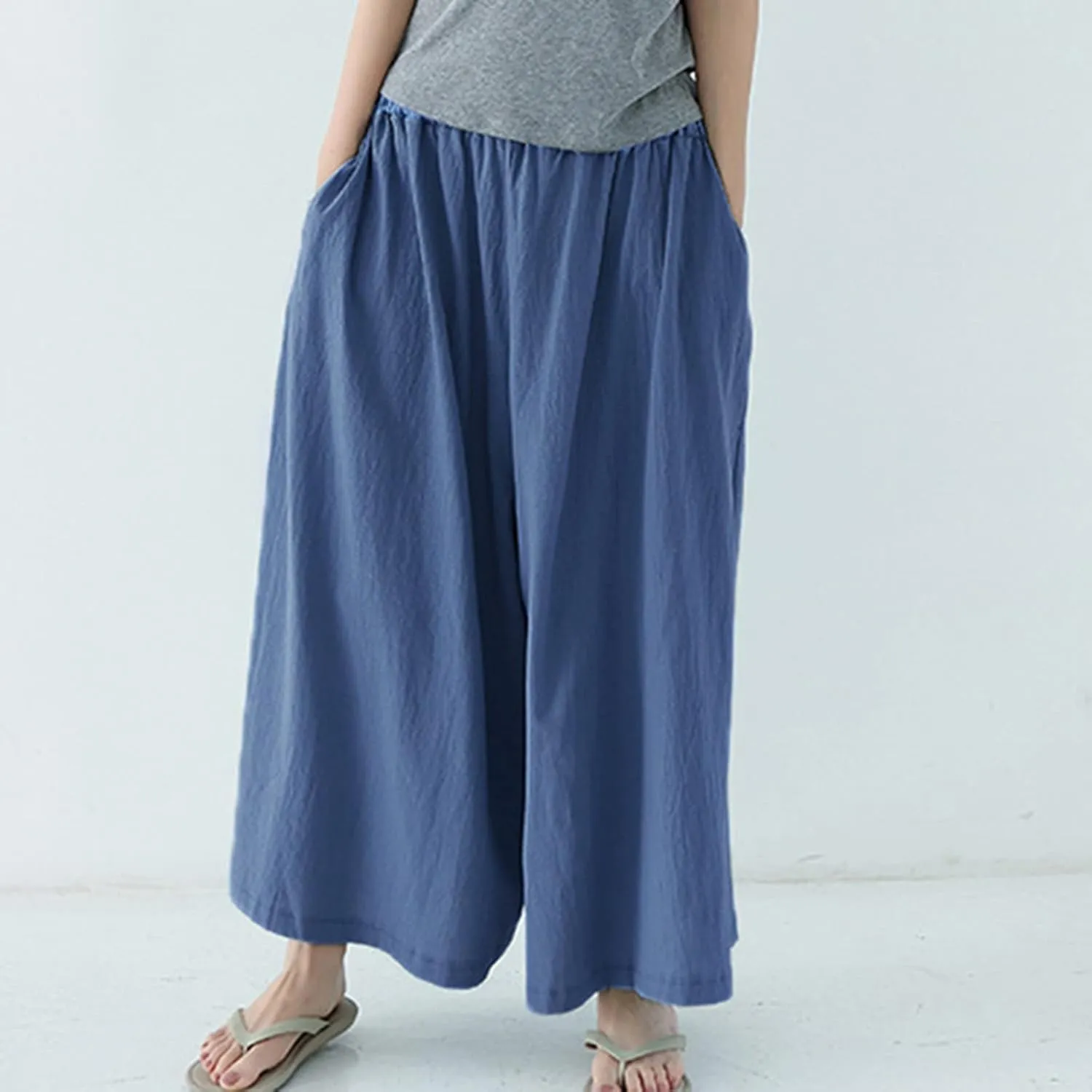 Beach Pants for Women Wide Leg Wide Leg Long Pant Trousers with Pocket Linen Blend