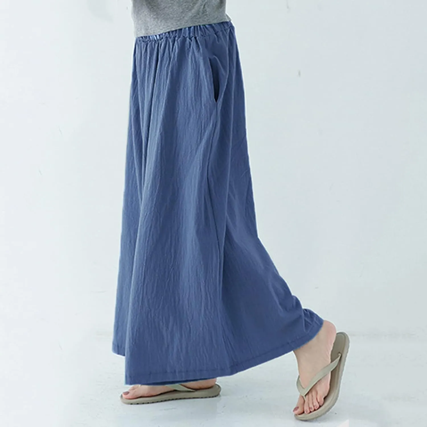 Beach Pants for Women Wide Leg Wide Leg Long Pant Trousers with Pocket Linen Blend