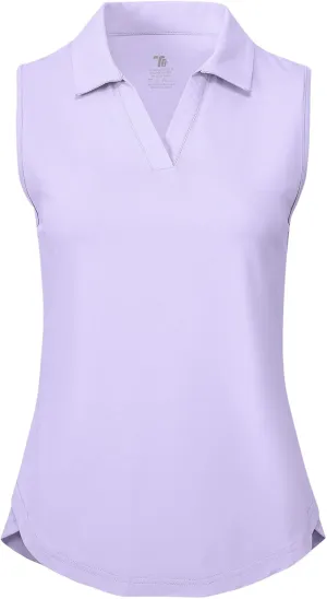 BGOWATU Women's Sleeveless Golf Polo Shirts Collared V Neck Tennis Tank Tops UPF 50  Quick Dry Lightweight