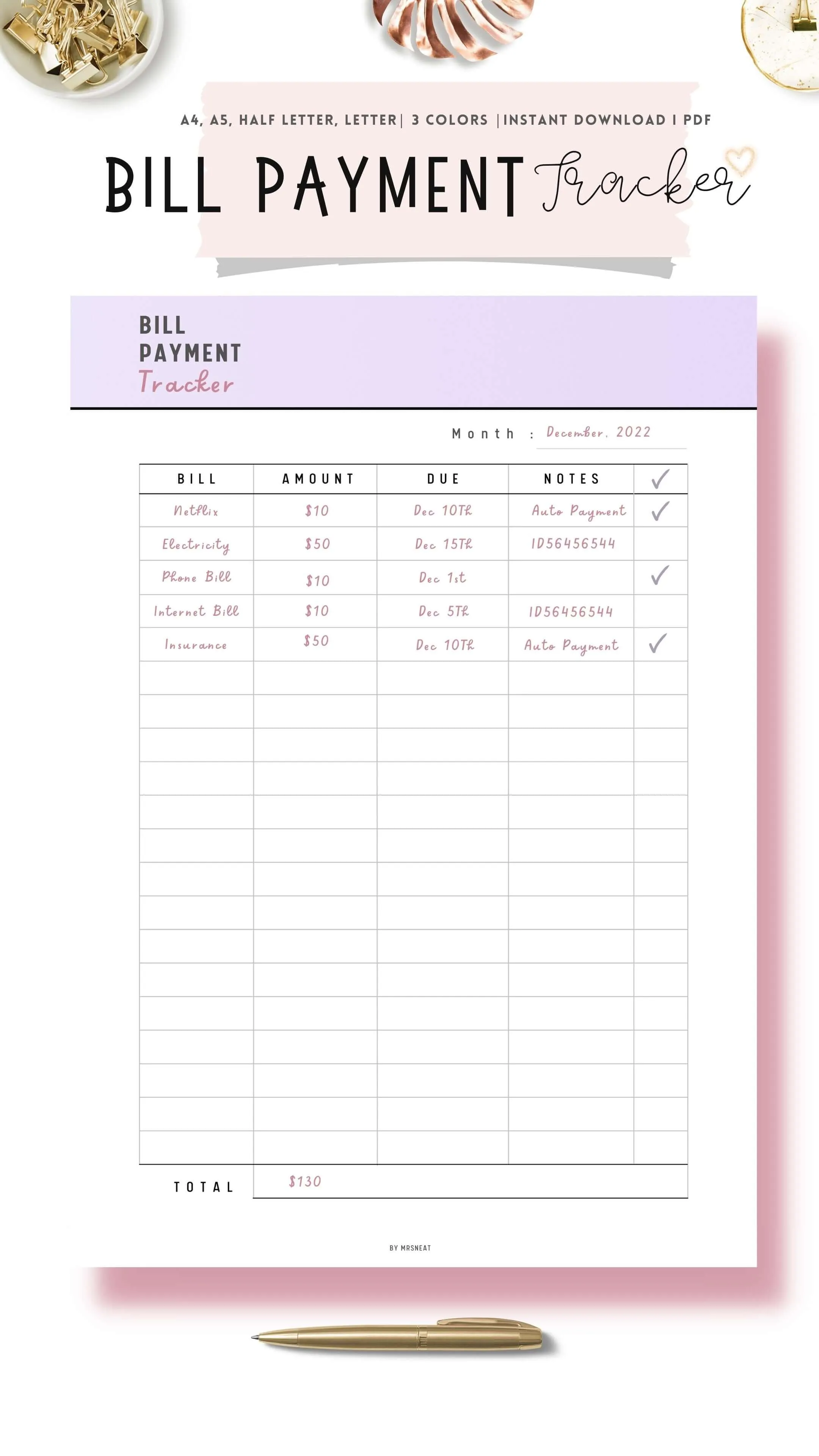 Bill Payment Tracker - M037