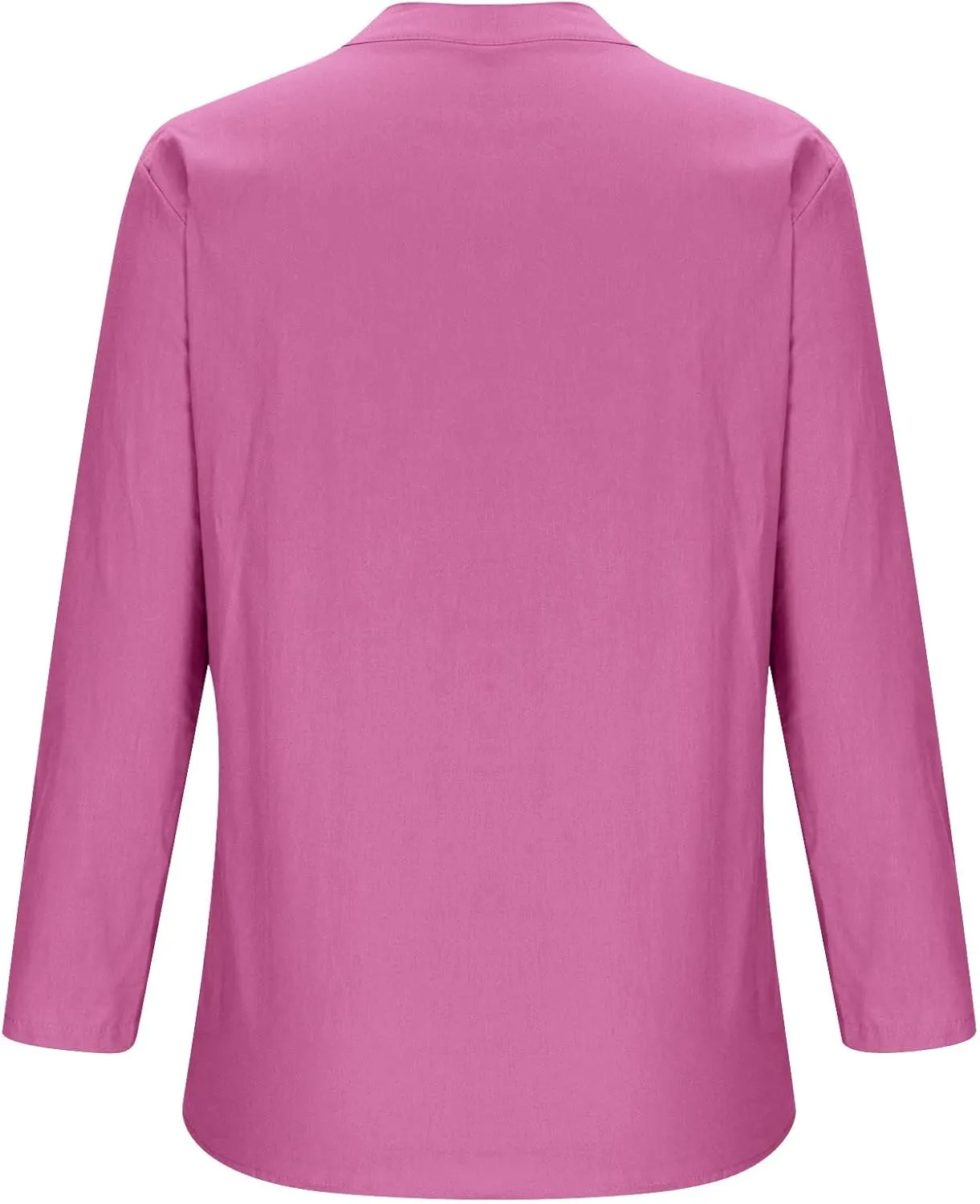 Binmer Women Linen Button Down Shirt Oversized Long Sleeve Blouse Ladies Summer Casual V Neck Beach Top.Plus Size S-5X