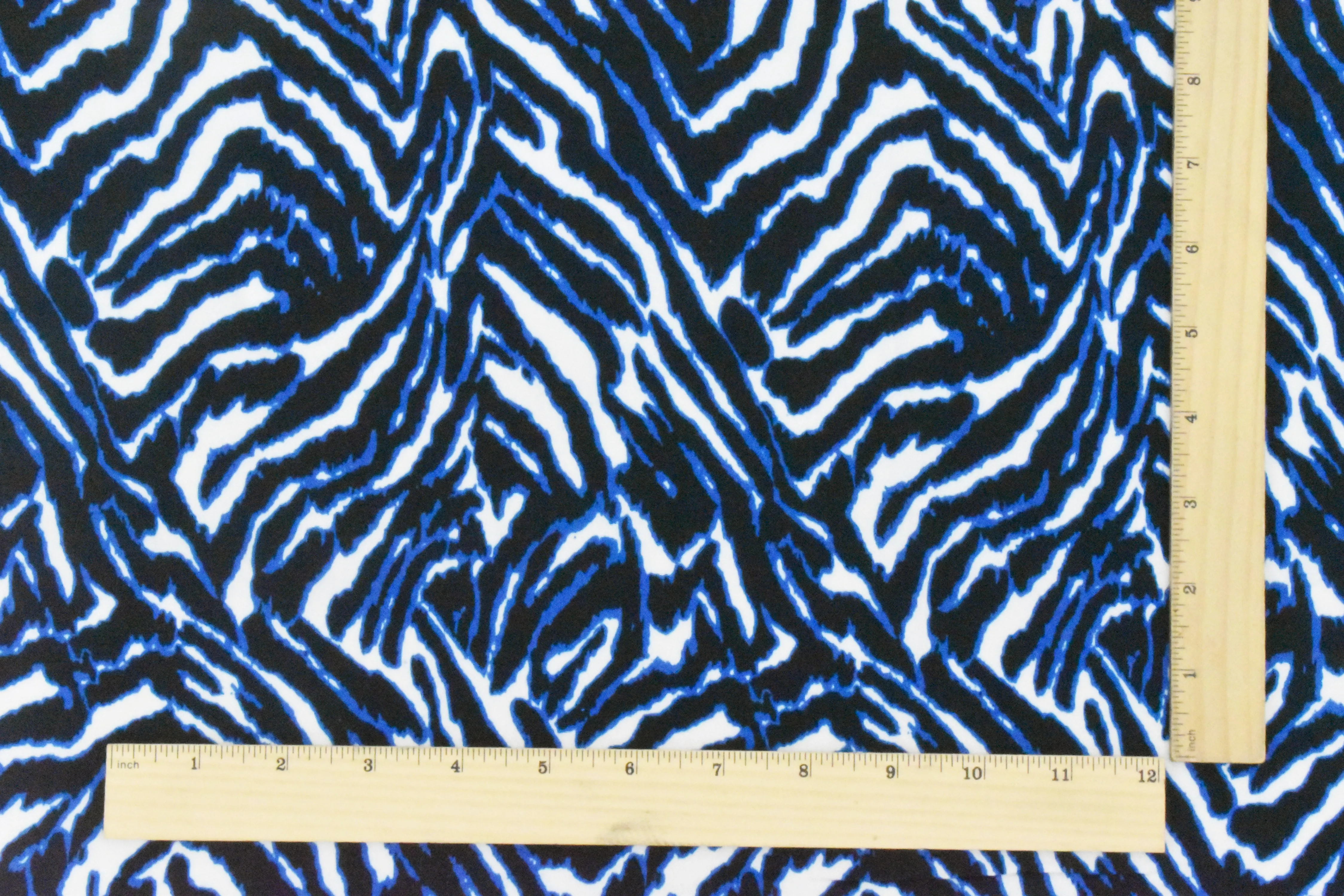 Black-Multi Famous Designer Abstract Zebra Print Cotton Rayon Faille Fabric