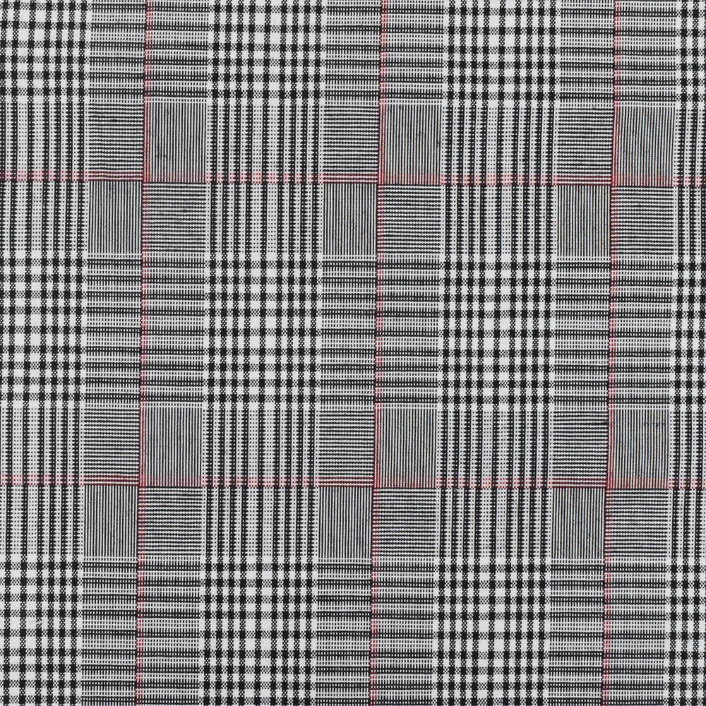Black-White-Red Plaid Poly Woven Fabric