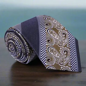 Blue Brown Check Paisley Necktie