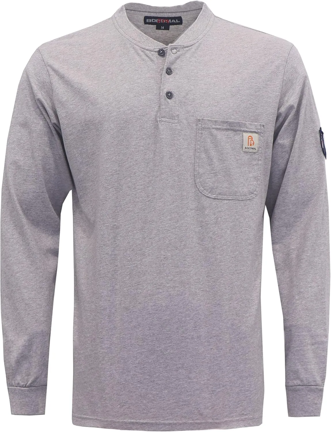 BOCOMAL FR Shirts Henley 7oz Midweight Fire Resistant Clothing NFPA2112 CAT2 Men's Flame Retardant Work Shirt
