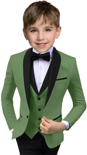 Boys Suit 3 Piece Ring Bearer Suit Boys Formal Jacket Vest Pants Suits Wedding Outfit for Party Prom Suit