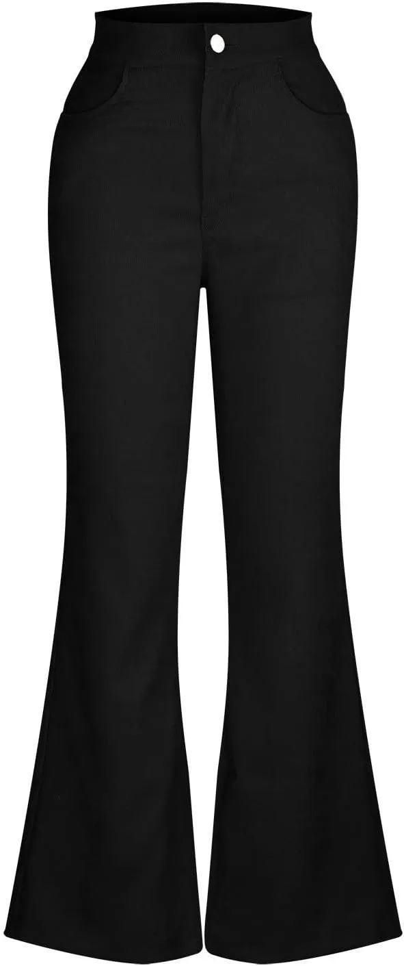 Business Casual Pants for Women Trendy Elastic High Waist Flare Pant Elegant Sexy Solid Slim Fit Trousers with Pocket