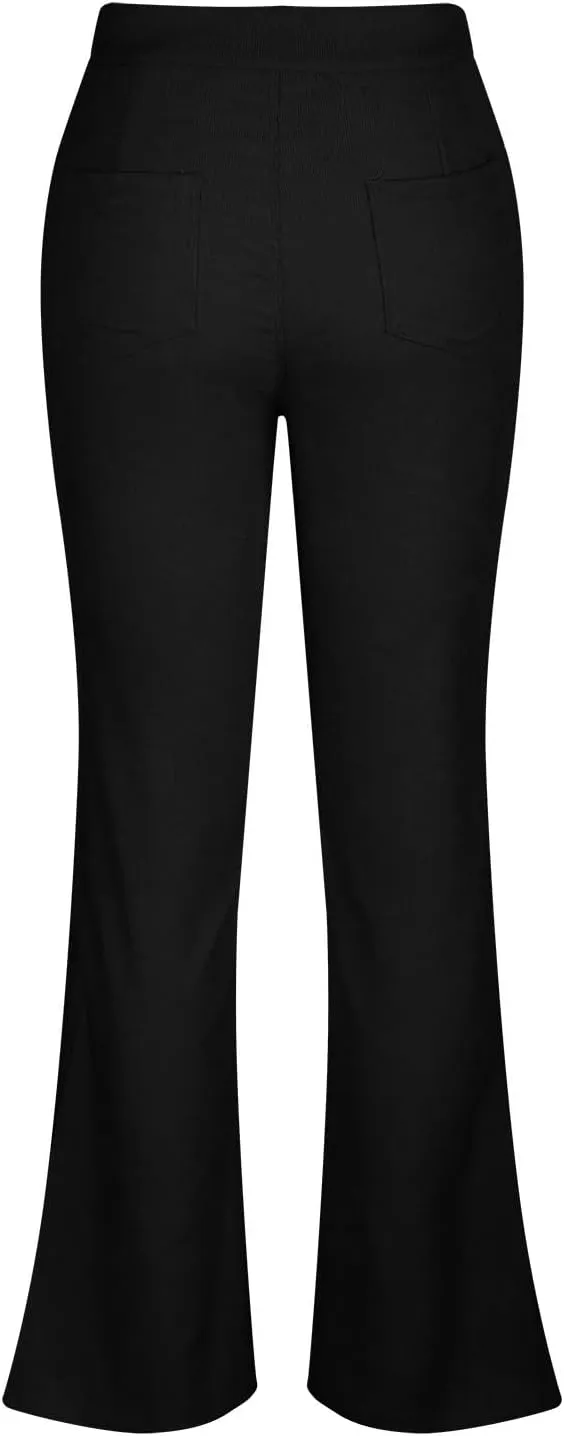 Business Casual Pants for Women Trendy Elastic High Waist Flare Pant Elegant Sexy Solid Slim Fit Trousers with Pocket