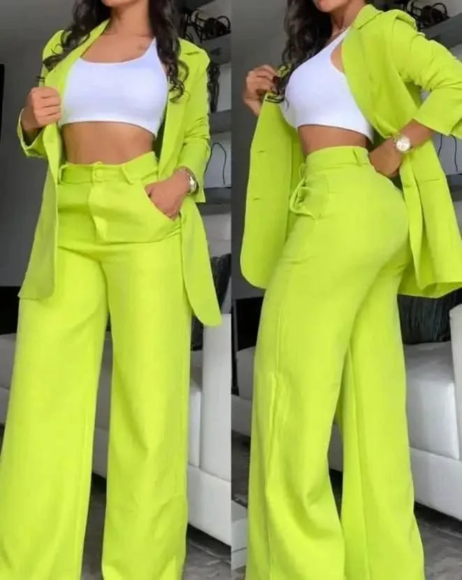 Bussiness Casual Elegant Urban Notched Suit Set- by Lustmia