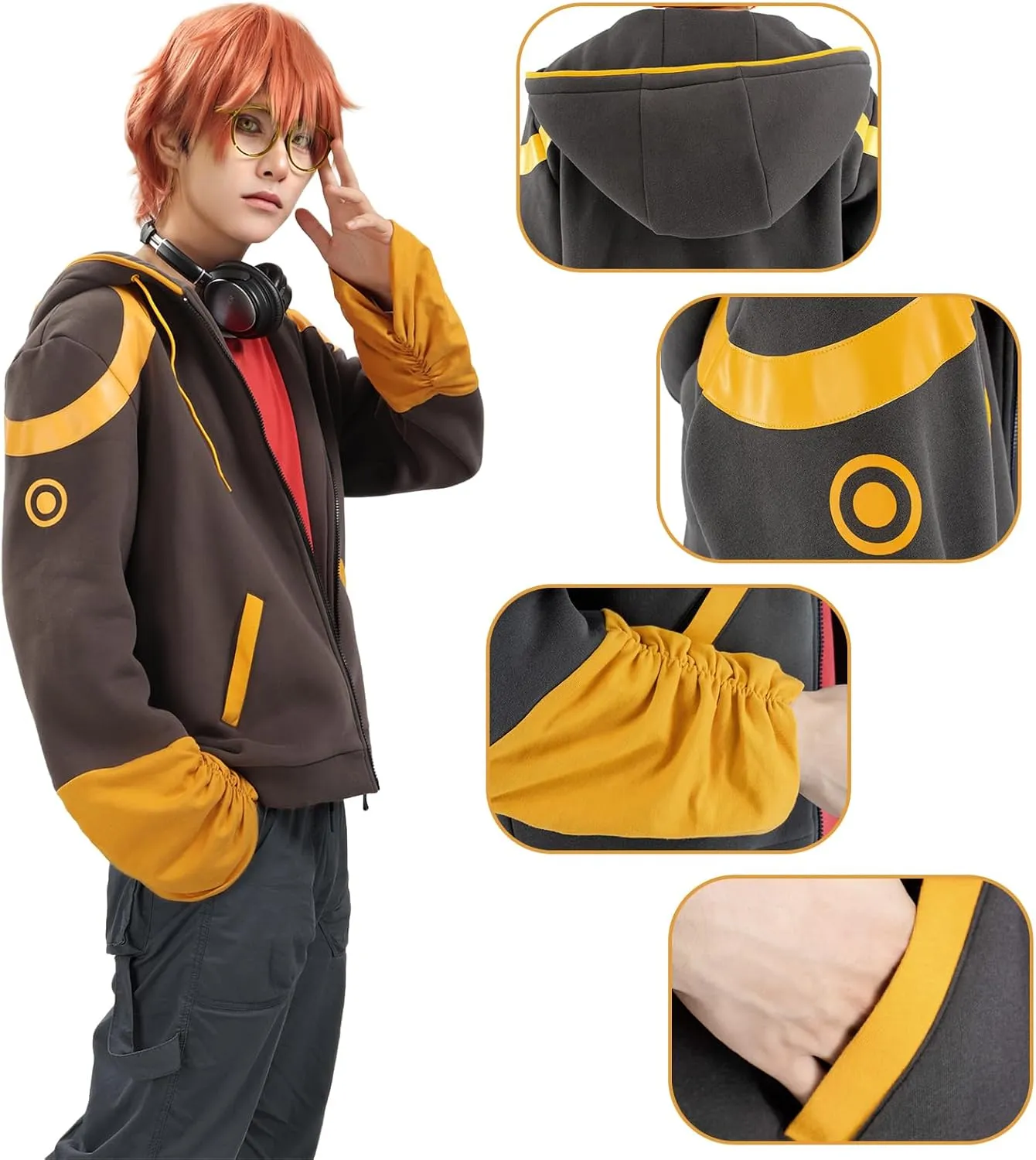 C-ZOFEK Hoodie Coat with Red Shirt Anime Role Christmas Cosplay Costume