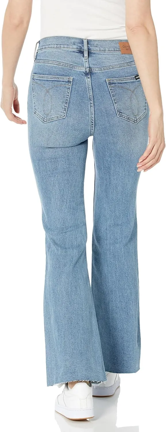 Calvin Klein Women's Jeans Super Hi Rise Side Split Flare Denim