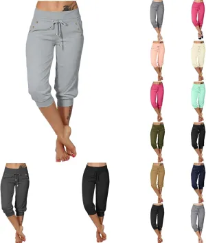 Capri Pants for Women Plus Size Capris Sweatpants for Women Summer Lightweight Stretchy Capri Joggers with Pockets