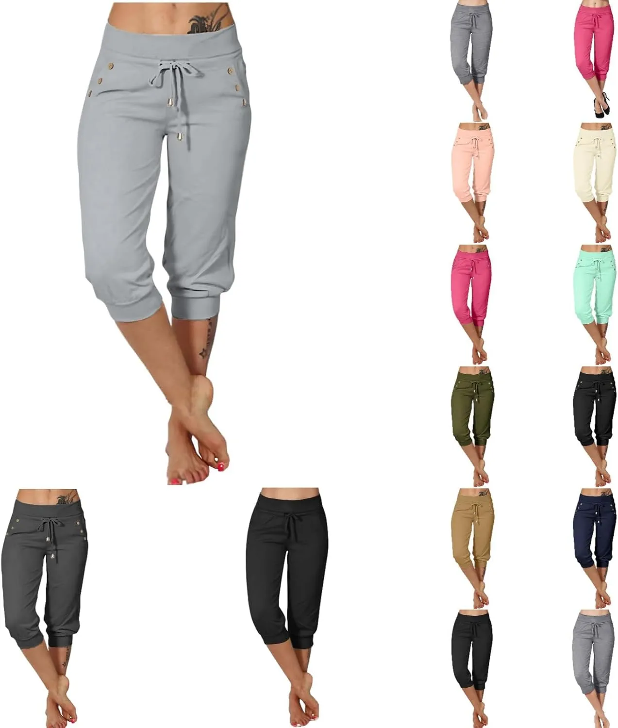 Capri Pants for Women Plus Size Capris Sweatpants for Women Summer Lightweight Stretchy Capri Joggers with Pockets