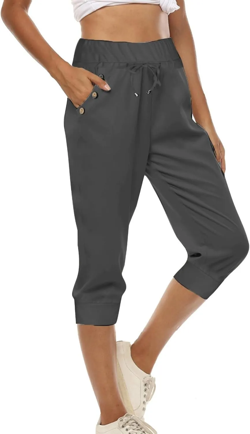 Capri Pants for Women Plus Size Capris Sweatpants for Women Summer Lightweight Stretchy Capri Joggers with Pockets