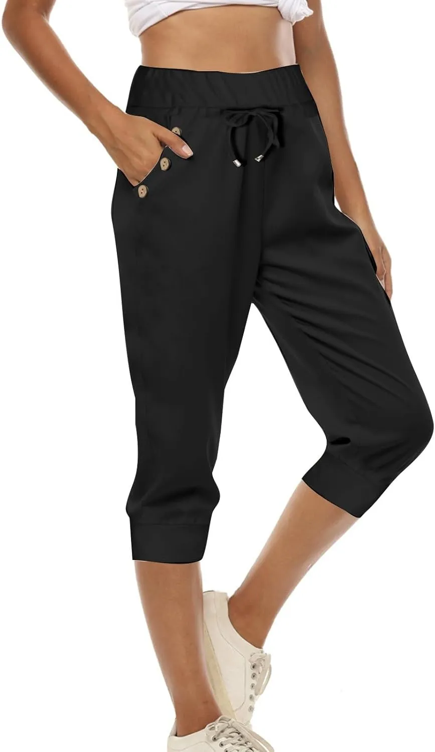 Capri Pants for Women Plus Size Capris Sweatpants for Women Summer Lightweight Stretchy Capri Joggers with Pockets